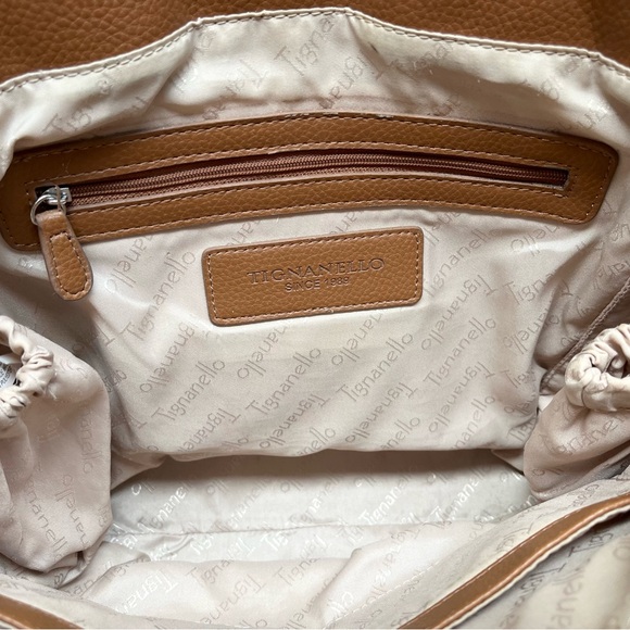 Tignanello Rattan and Faux Leather Diamond Patterned Tote Bag in Beige/Brown - Picture 7 of 9